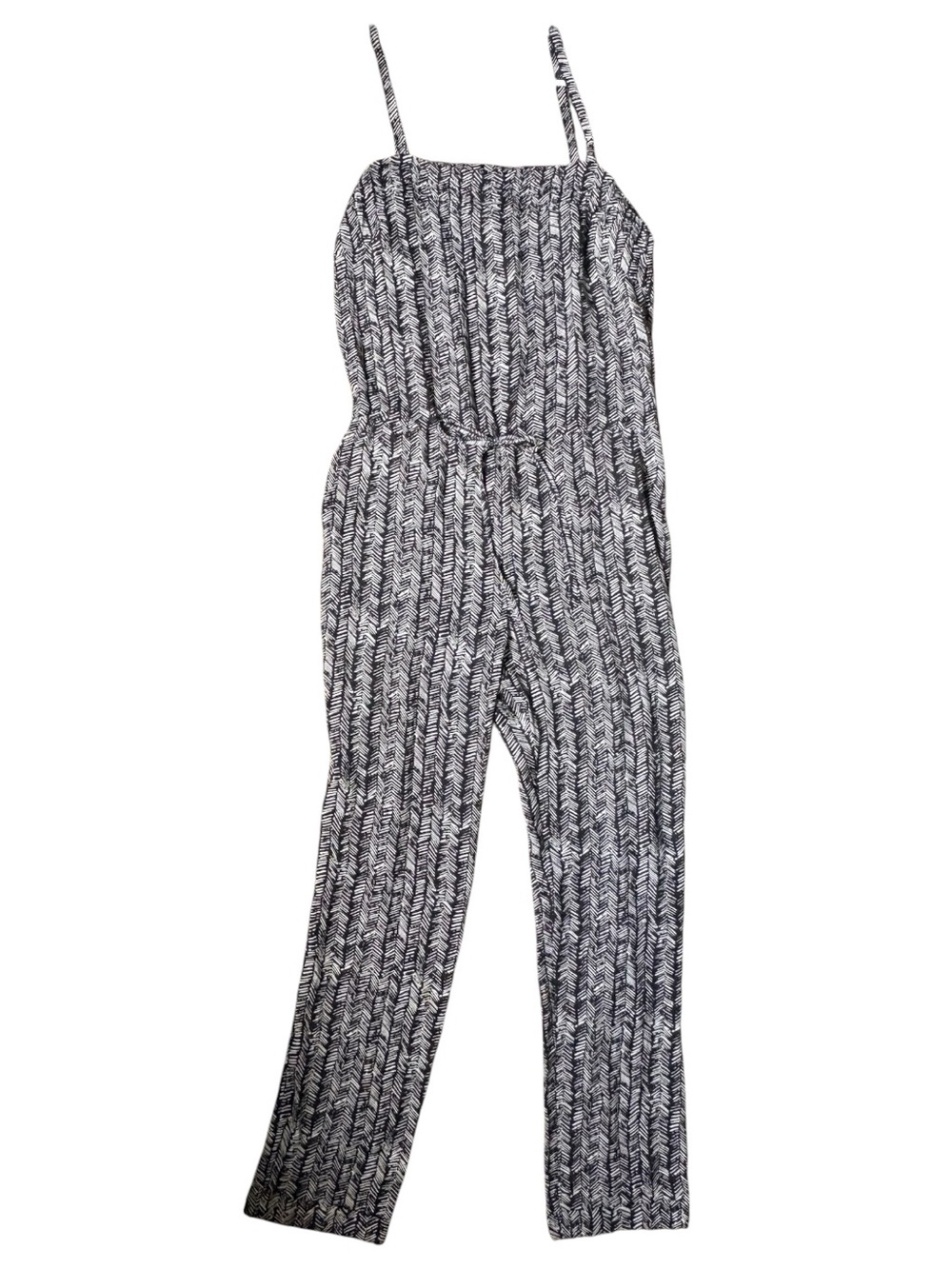LOFT Black and White Printed Jumpsuit